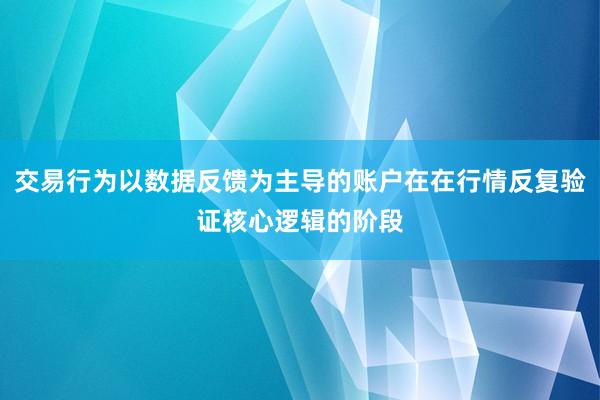 交易行为以数据反馈为主导的账户在在行情反复验证核心逻辑的阶段
